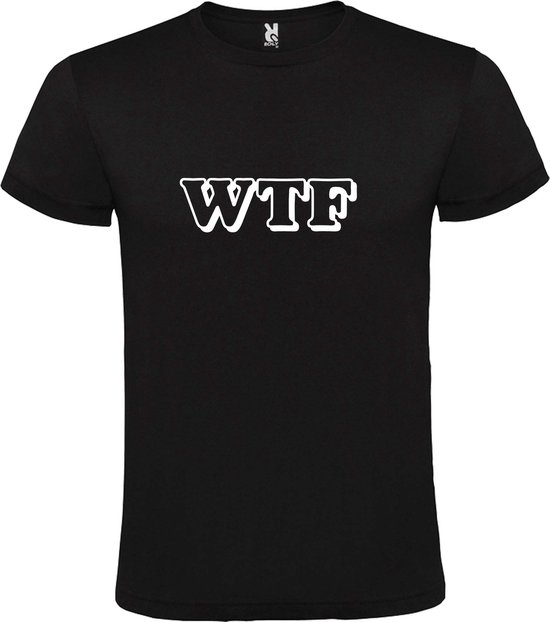 Zwart T-shirt ‘WTF’ Wit maat 5XL
