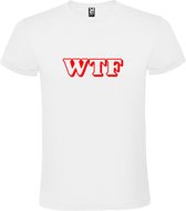 Wit T-shirt ‘WTF’ Rood maat XXL