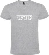 Grijs T-shirt ‘WTF’ Wit maat L