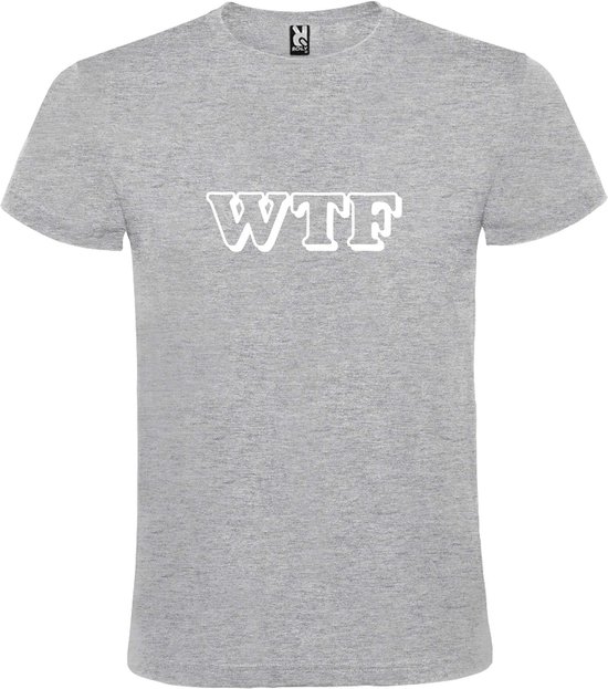 Grijs T-shirt ‘WTF’ Wit maat XXL