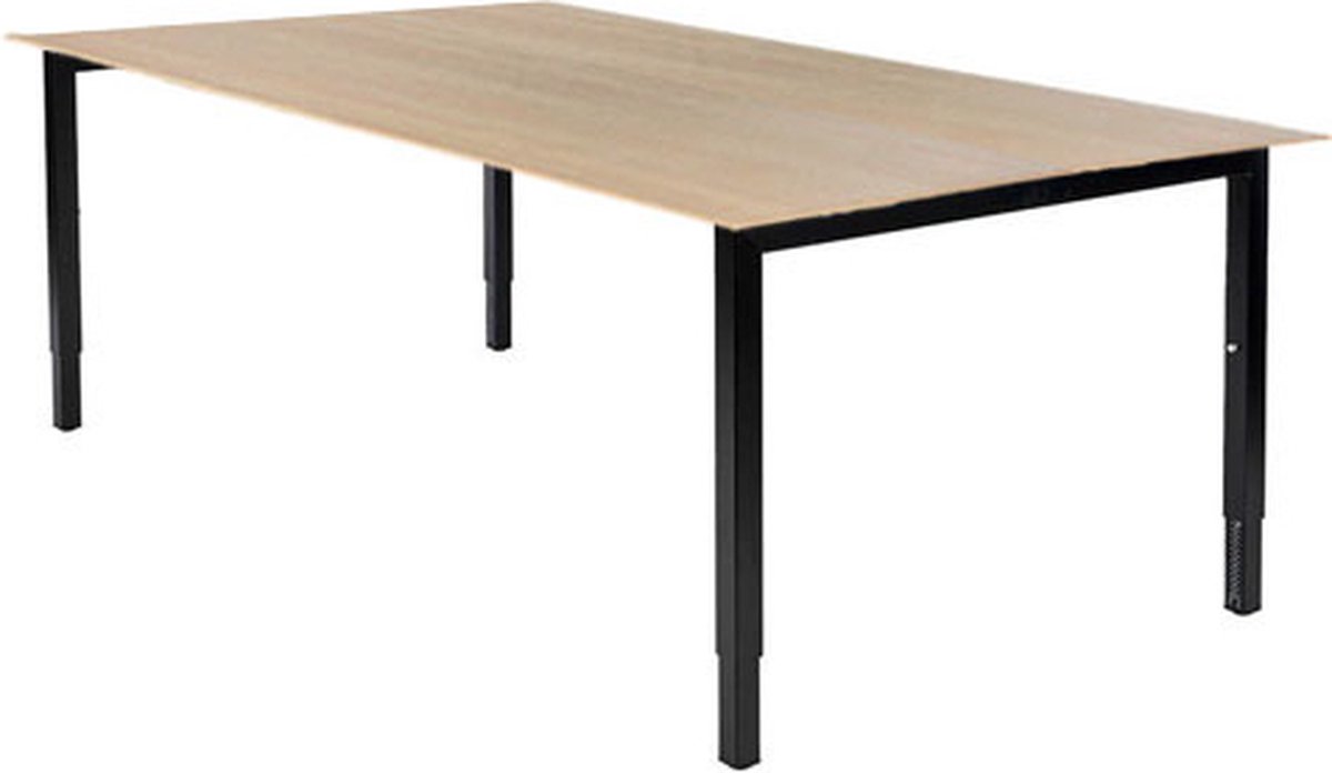 Fyra - Zit bureau - Slinger - 65-89 cm - 140x80 - Eiken Vicenza - Zwart frame