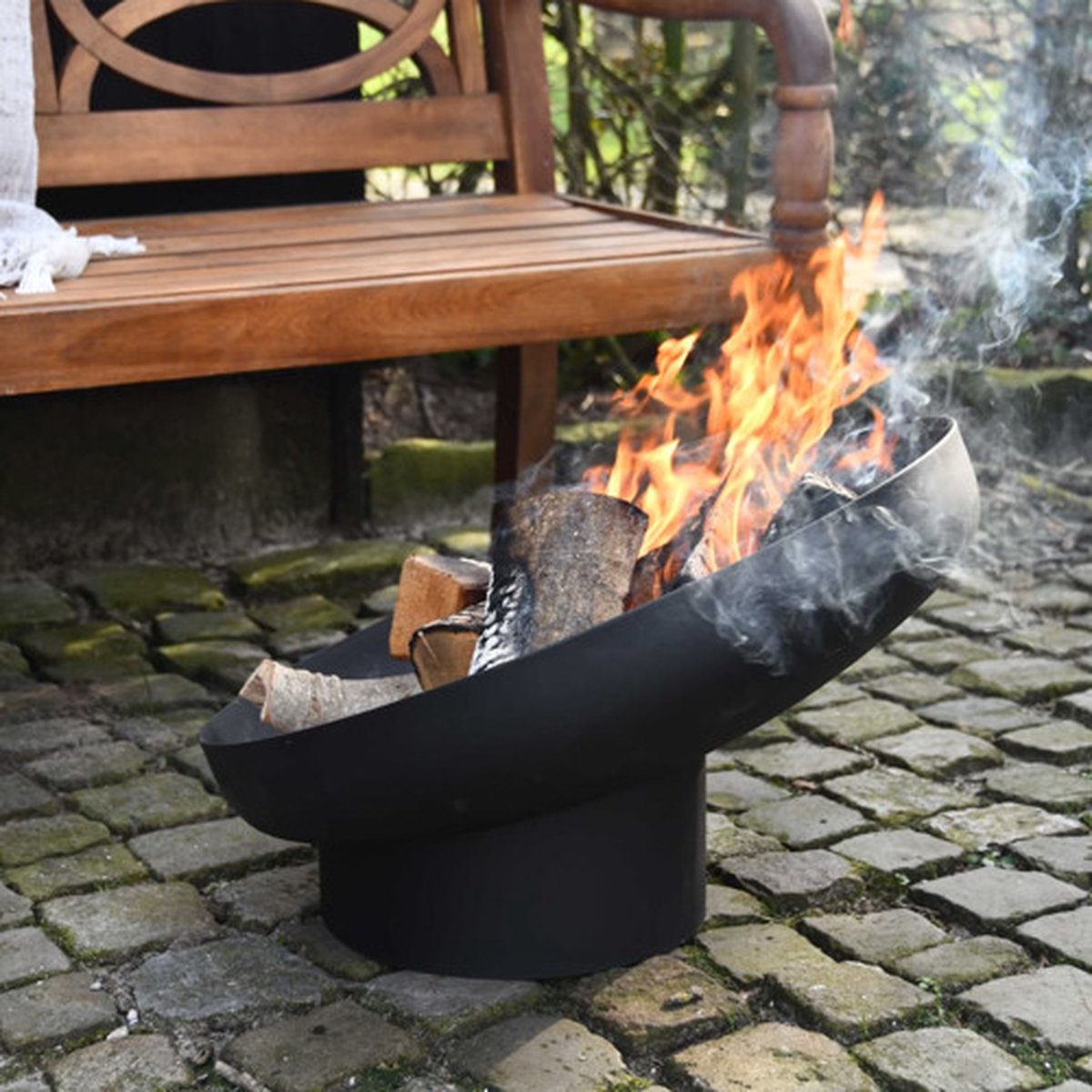 Esschert Design Vasque à feu inclinée - Acier - Noir
