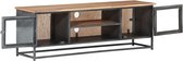 vidaXL - Tv-meubel - 120x30x40 - cm - massief - acaciahout - en - staal - grijs