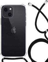 Hoesje Geschikt voor iPhone 12 Hoesje Shockproof Case Siliconen Hoes Met Koord - Transparant