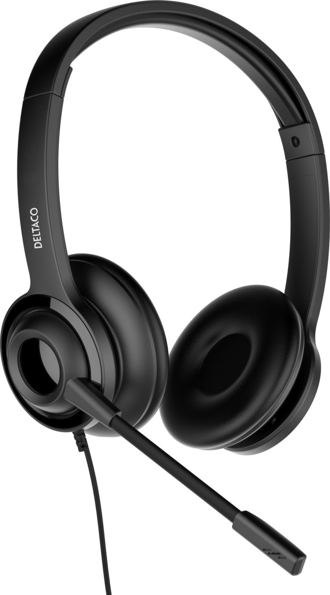 DELTACO OFFICE DELO-0651 USB Stereo Headset - Met ruis onderdrukkende microfoon - Zwart