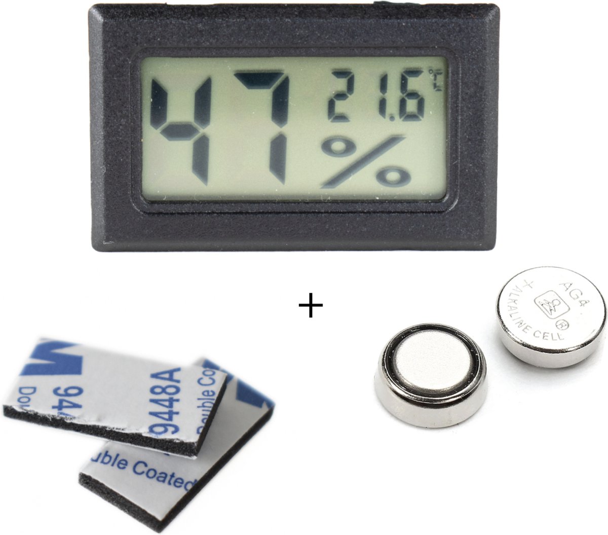 Tool Meister TM1 – Hygrometer & Thermometer - Binnen/Buiten/Koelkast – Digitaal - Zwart - Incl batterijen