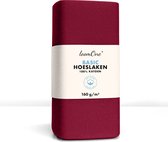 Loom One Hoeslaken – 100% Jersey Katoen – 90x220 cm – tot 40cm matrasdikte– 160 g/m² –  Wijnrood