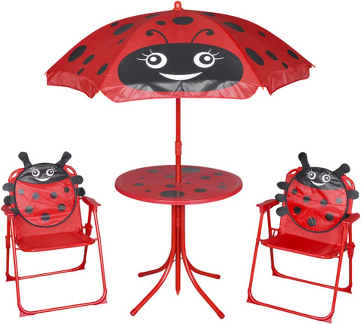 Bol.com vidaXL - 3-delige - Bistroset - voor - kinderen - met - parasol - rood aanbieding