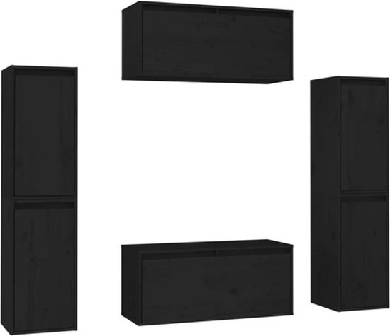vidaXL - Tv-meubelen - 6 - st - massief - grenenhout - zwart