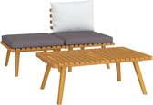 vidaXL Ensemble de jardin Bois d'acacia - Salon - 60 x 65 x 65 cm - Gris foncé / Wit - Banc de jardin