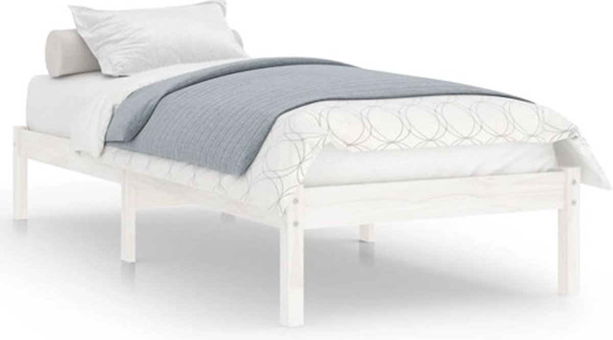 vidaXL - Bedframe - massief - grenenhout - wit - 100x200 - cm