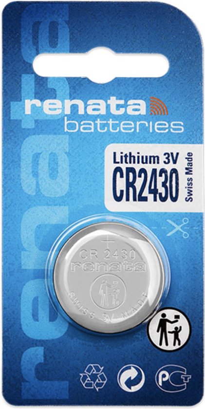 Pile au lithium Renata - Pile Knoopcel - CR2430 - 1 pièce - 3V - Fabriquée en Suisse