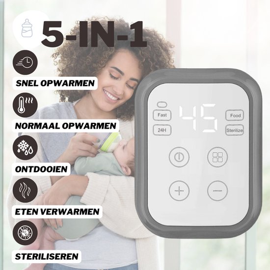RYER Flessenwarmer 5 in 1 - LCD Scherm - Geschikt voor alle Babyflessen van RYER — afbeelding 2
