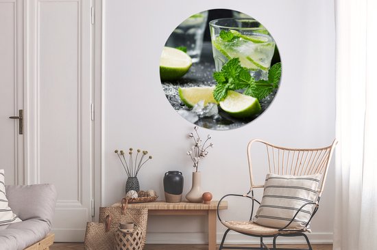 WallCircle - Wall Circle - Wall Circle Indoor - Boisson - Verre à Vin - Fruits - 140x140 cm - Décoration murale - Peintures Ronds