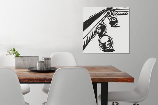 Une illustration de trois boules sur la table de billard sur toile 50x50 cm - Tirage photo sur toile (Décoration murale salon / chambre)