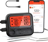 Hermanos Draadloze BBQ Thermometer Bluetooth met App - Oplaadbaar - Vleesthermometer - Oventhermometer - Kernthermometer - 2 Sondes - Incl. USB oplaadkabel