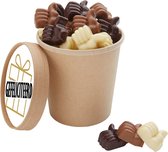 Gefeliciteerd - Kadootje - Cadeautje Chocolade Duimpjes Bio Snoepbeker XXL - Geschenk - Bedankje - Jarig