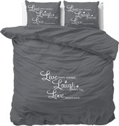 Sleeptime Live, laugh and love Housse de couette - 240x200/260 + 2 taies 60x70 - Anthracite - Lits-Jumeaux
