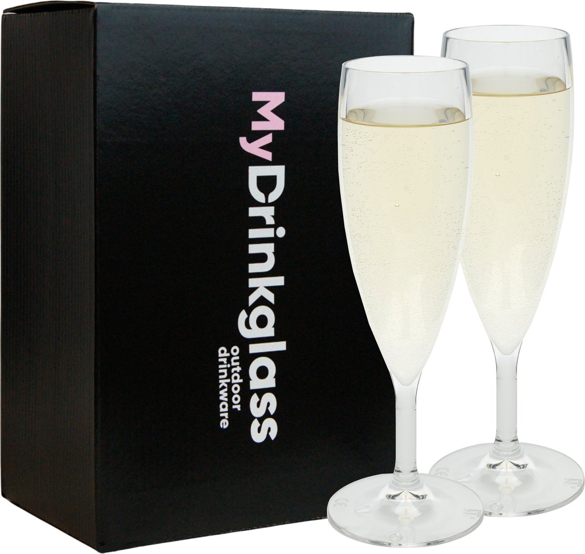 MyDrinkglass Champagneglazen Monte-Carlo | Champagneglazen Plastic | 2 Stuks | Camping Glazen | Zero Waste | Herbruikbaar | Onbreekbaar Champagneglas | 160 ml |