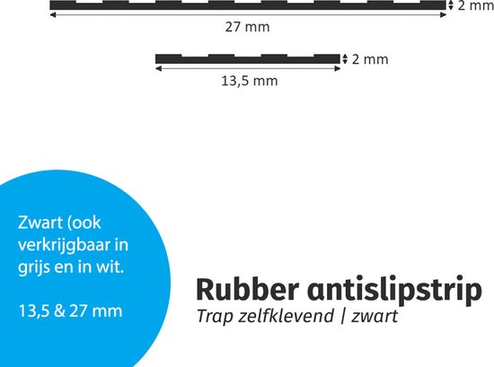 Antislip rubber trap strip zelfklevend Zwart 15 meter breedte 27 mm - IVOL