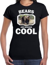Dieren beren t-shirt zwart dames - bears are serious cool shirt - cadeau t-shirt bruine beer/ beren liefhebber XXL