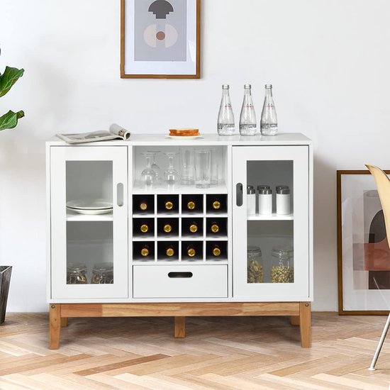wijnkast dressoir, houten wijnrek console dressoir met 12 flessen wijnrek,  2-zijdige... | bol.com
