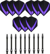 3 sets (9 stuks) Super Sterke – Paars - Vista-X – dart flights – inclusief 3 sets (9 stuks) - medium - Aluminium - zwart - dart shafts