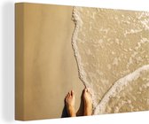 Canvas Schilderij Bloten voeten in het zand van het strand van Fort Myers, Florida - 60x40 cm - Wanddecoratie