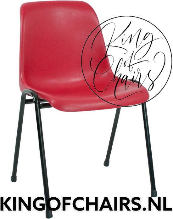 King of Chairs model KoC Daniëlle rood met zwart onderstel. Stapelstoel kantinestoel kuipstoel vergaderstoel tuinstoel kantine stoel stapel stoel kantinestoelen stapelstoelen kuipstoelen De Valk 3360 keukenstoel bistro eetkamerstoel