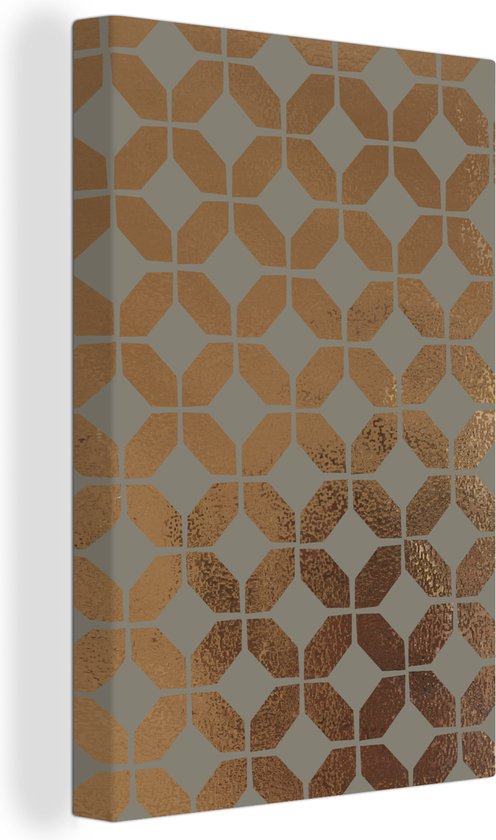 Motif de Luxe de figures en or foncé sur fond gris 20x30 cm - petit - Tirage photo sur toile (Décoration murale salon / chambre)