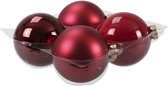 4x stuks kerstversiering kerstballen rood/donkerrood van glas - 10 cm - mat/glans - Kerstboomversiering