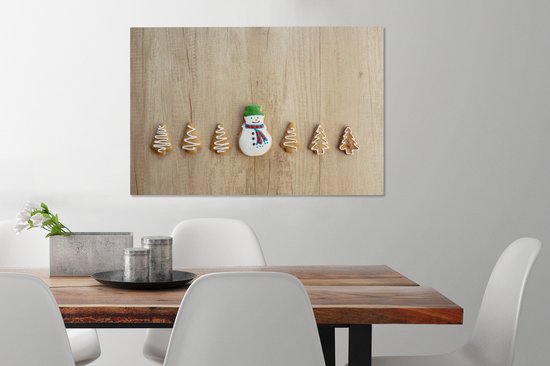 Canvas schilderij 60x40 cm - Wanddecoratie kerstkoekjes - Muurdecoratie woonkamer - Slaapkamer decoratie - Kamer accessoires - Schilderijen op canvas - Kerstdecoratie voor binnen - Kerstversiering - Kerstmis versiering