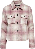 Only Jas Onllou Short Check Jacket Otw Noos 15208838 Pumice Stone/rose Brown Dames Maat - XS