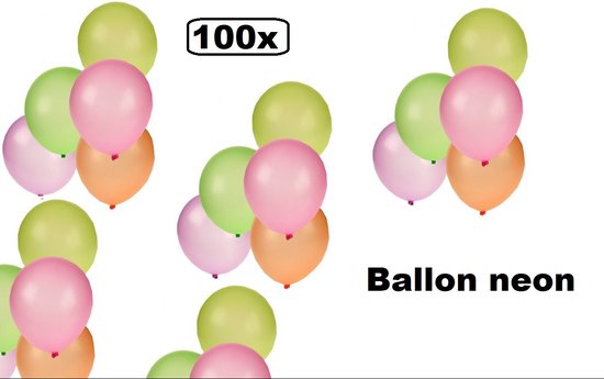 100x Ballon neon kleuren assortie 25cm - Ballonnen thema feest festival party fun verjaardag pastel carnaval