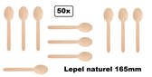 50x Bio houten lepel naturel 165mm next generation - Bestek soep lepel duurzaam hout roer ijs diner restaurant