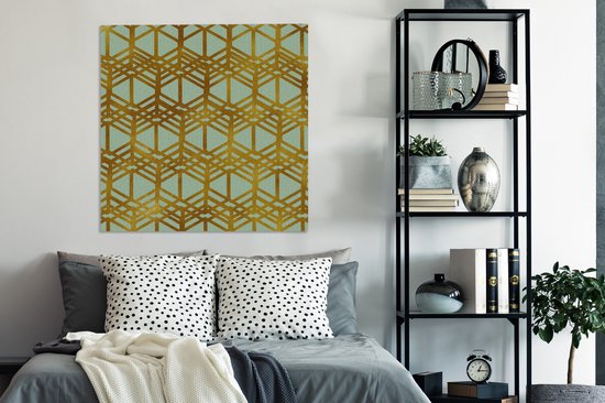 Canvas Schilderij Luxe - Goud - Patronen - 90x90 cm - Wanddecoratie
