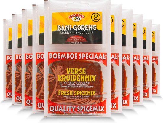 Toko Lien® | 10 x 100gr Boemboe bami goreng | Voordeelverpakking | Indonesische kruidenmix voor bami | Oosters, Aziatisch