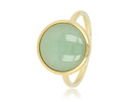 My Bendel - Ring Goudkleurig met Green Fluorite Edelsteen - Goudkleurige Ring - Groene Fluorite - Zelfvertrouwen & Focus - met Luxe Cadeauverpakking | Sieraden Voor Dames | Maat 19.00 Mm / Maat 60