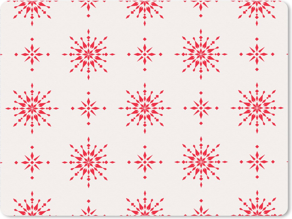 Muismat XXL 80x60 cm - Bureau onderlegger - Bureau mat Sterren - Rood - Winter - Kerst - Patronen - Bureaumat - Gaming mousepad xl - Bureaulegger groot - Computer deskmat - Kerst - Cadeau - Kerstcadeau voor mannen en voor vrouwen
