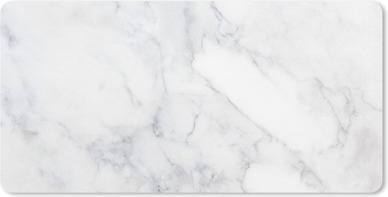 Muismat XXL 100x50 cm - Bureau onderlegger - Bureau mat Marmer - Wit - Grijs - Luxe - Marmer printlook - Steen - Bureaumat - Gaming mousepad xl - Bureaulegger groot - Computer deskmat
