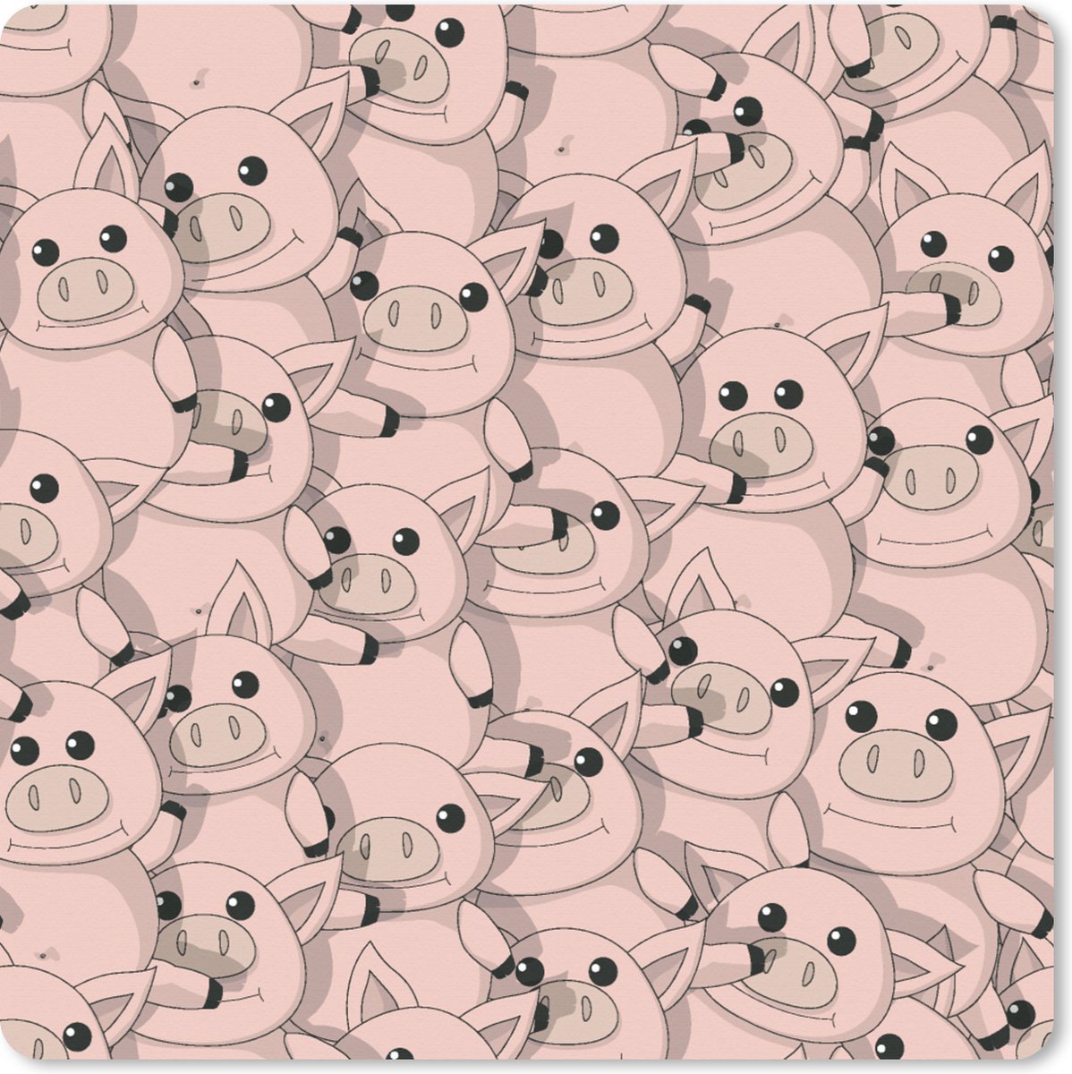 Muismat XXL 40x40 cm - Bureau onderlegger - Bureau mat Varkens - Dieren - Roze - Patroon - Bureaumat - Gaming mousepad xl - Bureaulegger groot - Computer deskmat