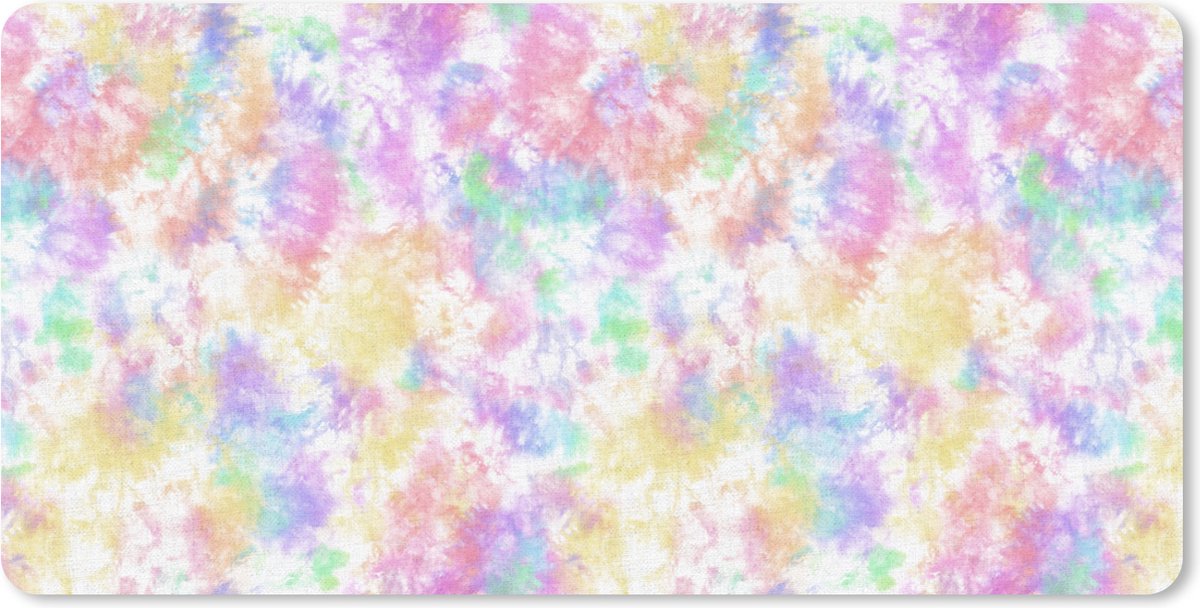 Muismat XXL 120x60 cm - Bureau onderlegger - Bureau mat Tie dye - Pastel - Regenboog - Verf - Patronen - Bureaumat - Gaming mousepad xl - Bureaulegger groot - Computer deskmat