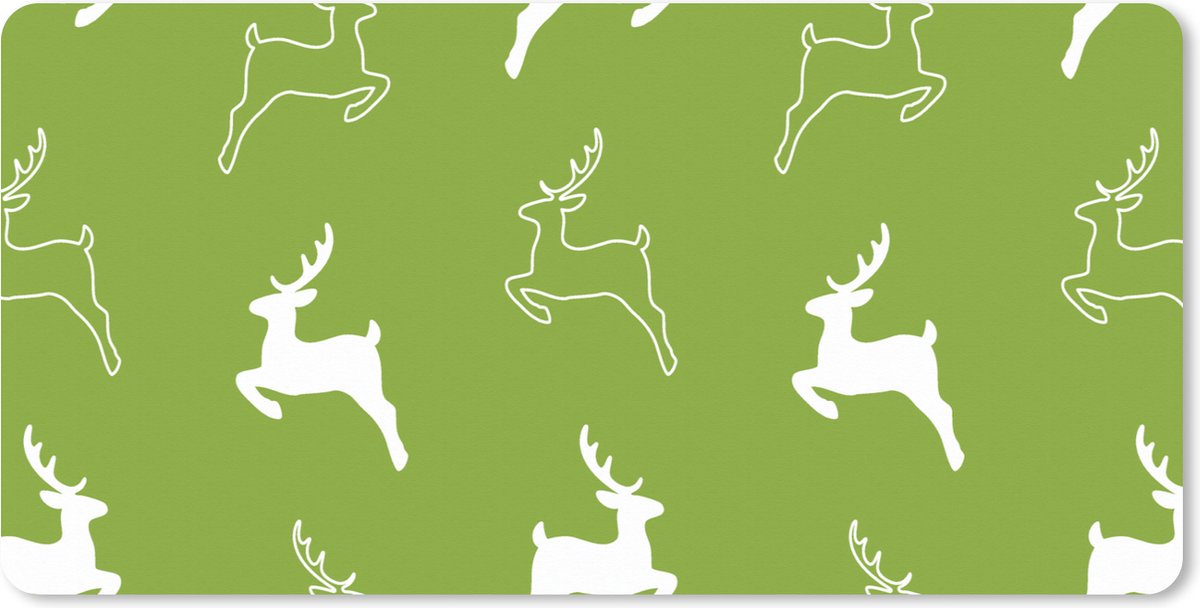 Muismat XXL 100x50 cm - Bureau onderlegger - Bureau mat Hert - Groen - Patronen - Bureaumat - Gaming mousepad xl - Bureaulegger groot - Computer deskmat
