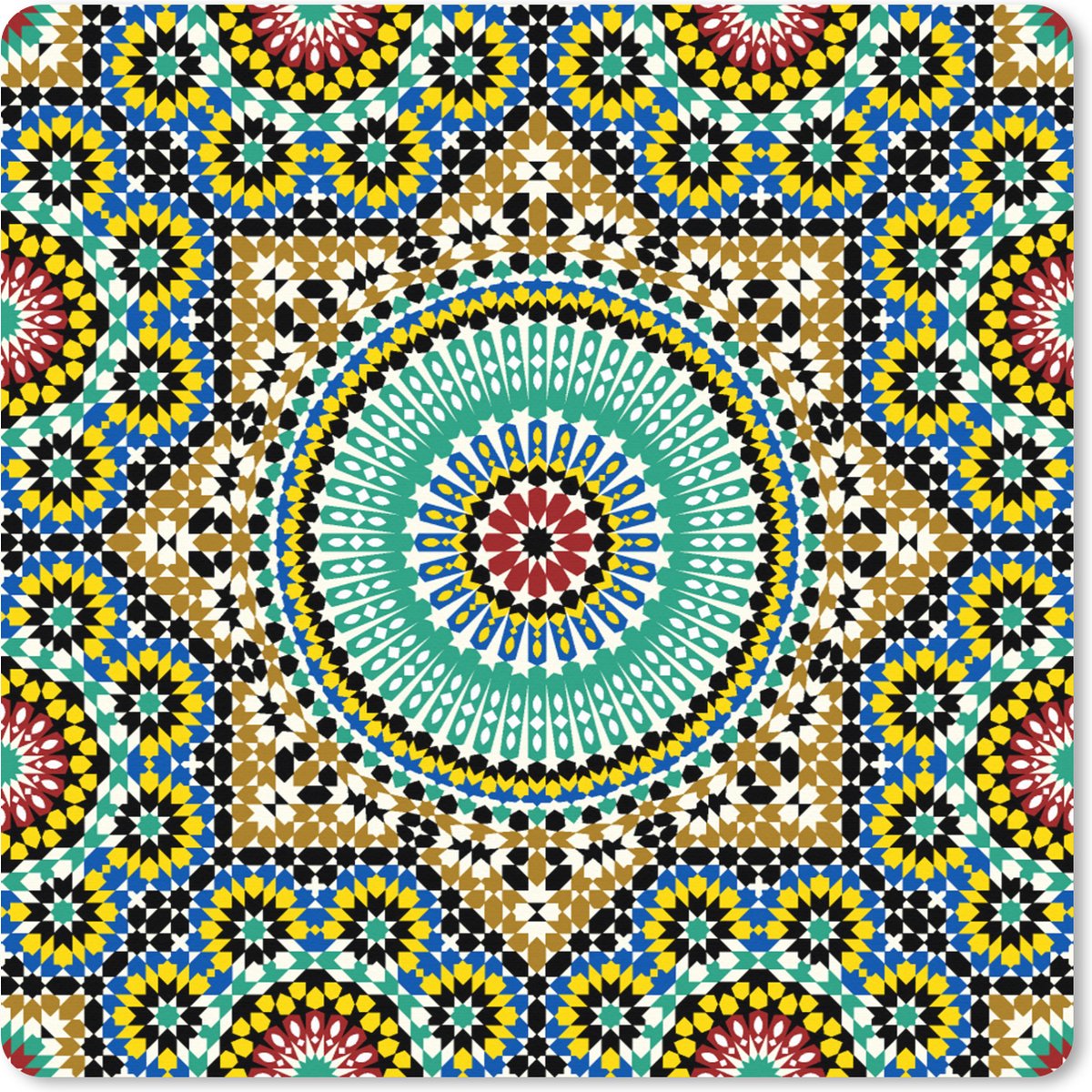 Muismat XXL 40x40 cm - Bureau onderlegger - Bureau mat Mozaïek - Patronen - Mandala - Bureaumat - Gaming mousepad xl - Bureaulegger groot - Computer deskmat