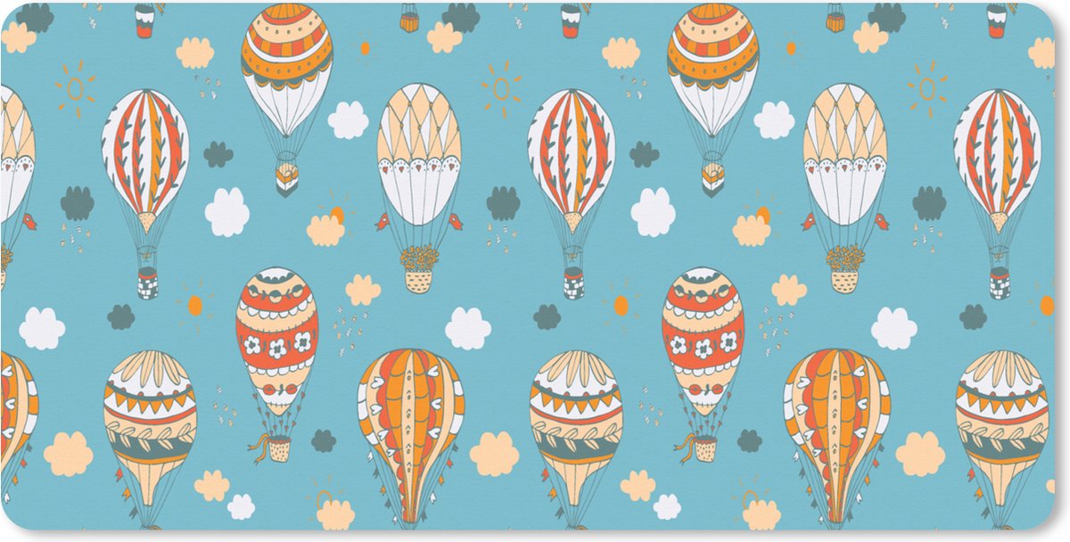 Muismat XXL 80x40 cm - Bureau onderlegger - Bureau mat Retro - Luchtballon - Pastel - Kinderen - Design - Bureaumat - Gaming mousepad xl - Bureaulegger groot - Computer deskmat
