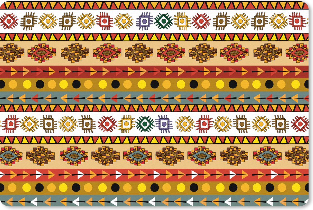 Muismat XXL 120x80 cm - Bureau onderlegger - Bureau mat Maya - Patroon - Latijns Amerika - Bureaumat - Gaming mousepad xl - Bureaulegger groot - Computer deskmat