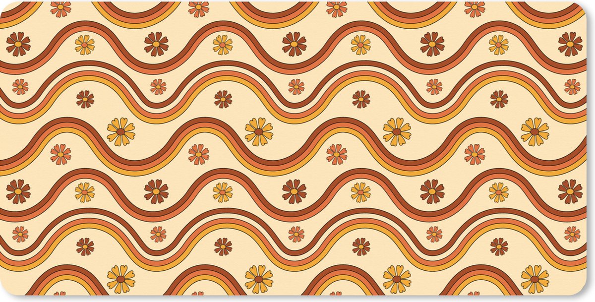 Muismat XXL 90x45 cm - Bureau onderlegger - Bureau mat Vintage - Patronen - Bloemen - Regenboog - Bureaumat - Gaming mousepad xl - Bureaulegger groot - Computer deskmat