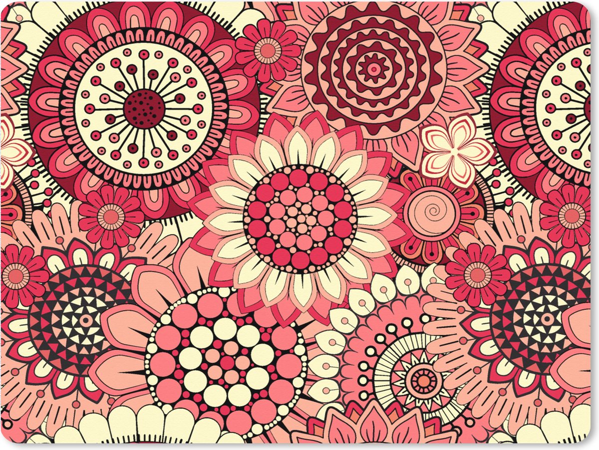 Muismat XXL 80x60 cm - Bureau onderlegger - Bureau mat Bloem - Mandala - Retro - Patroon - Bureaumat - Gaming mousepad xl - Bureaulegger groot - Computer deskmat
