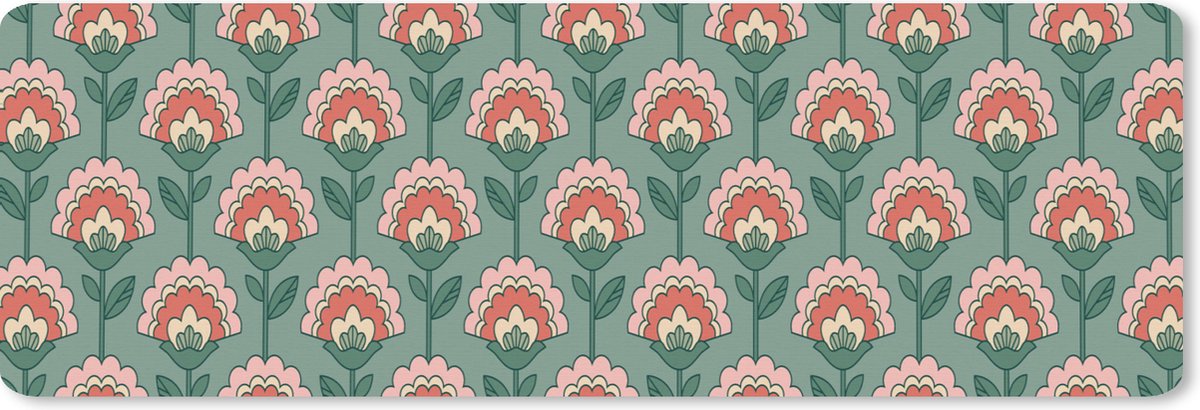 Muismat XXL 90x30 cm - Bureau onderlegger - Bureau mat Bloemen - Retro - Patronen - Bureaumat - Gaming mousepad xl - Bureaulegger groot - Computer deskmat