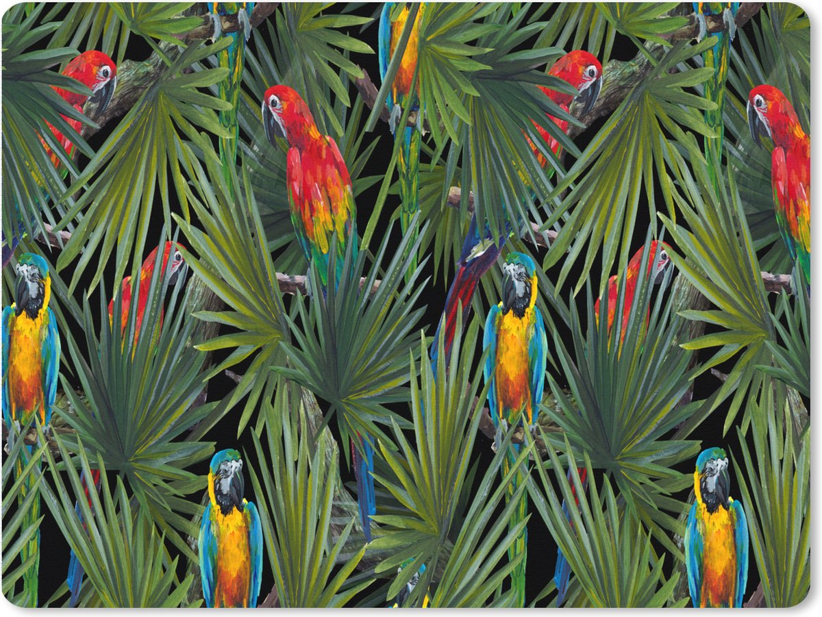 Muismat XXL 80x60 cm - Bureau onderlegger - Bureau mat Papegaai - Jungle - Patronen - Bureaumat - Gaming mousepad xl - Bureaulegger groot - Computer deskmat